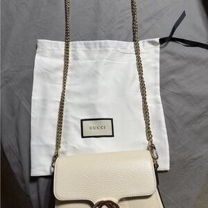 Gucci Ivory Crossbody Bag with Gold Chain